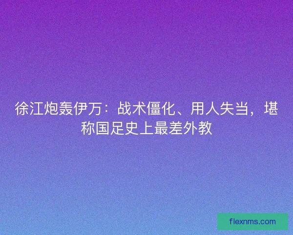 徐江炮轰伊万：战术僵化、用人失当，堪称国足史上最差外教