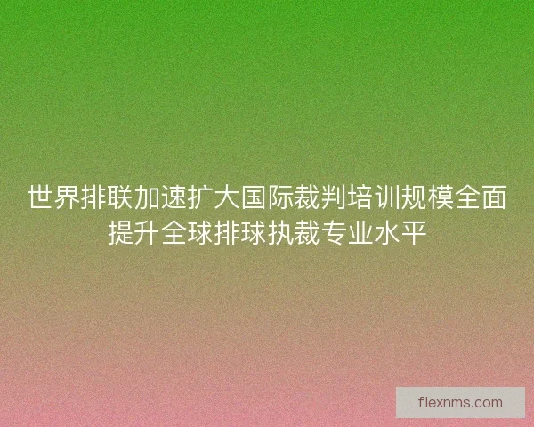世界排联加速扩大国际裁判培训规模全面提升全球排球执裁专业水平